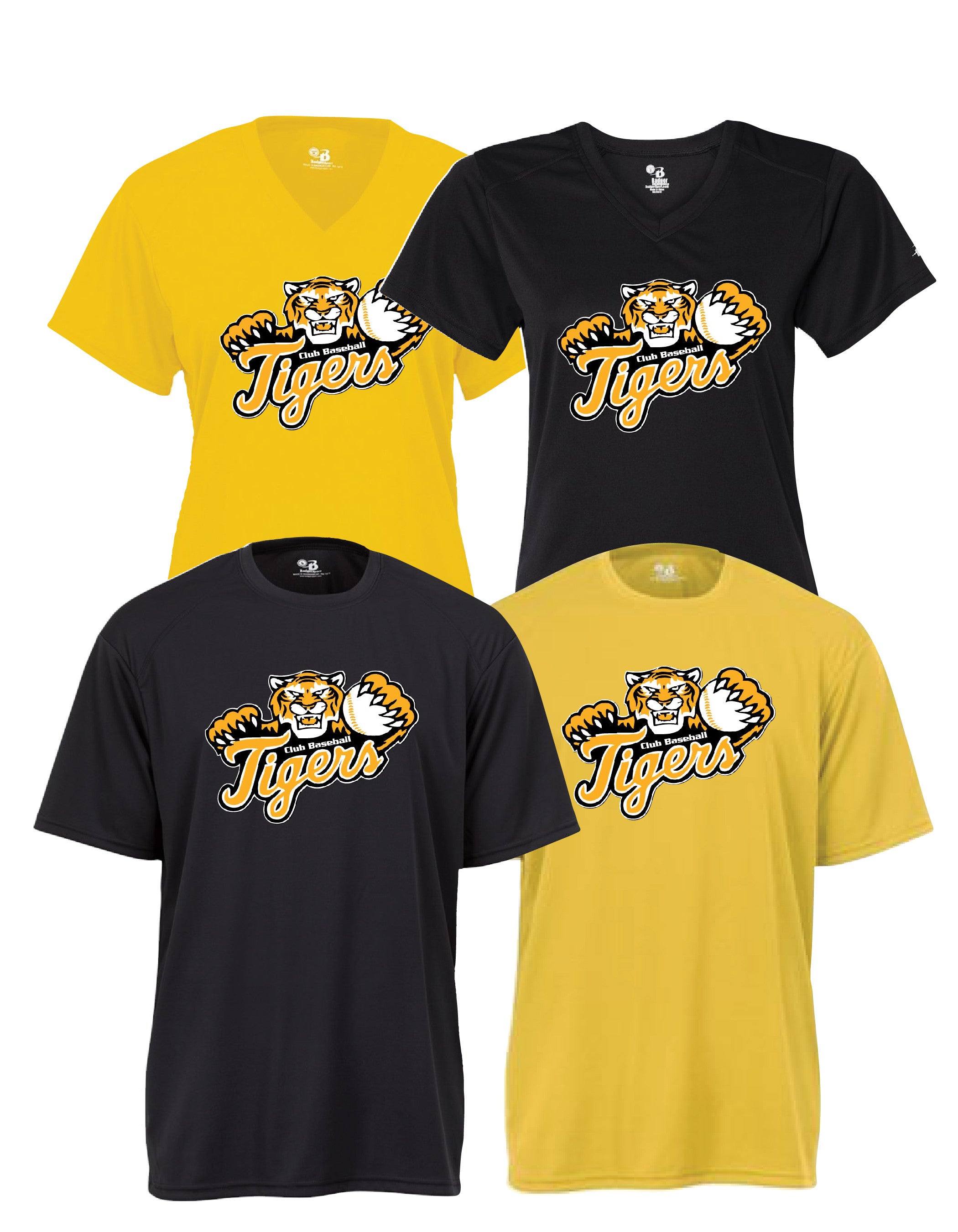 Tigers Club Baseball - Performance Shirt - Tiger Over Scripted Design